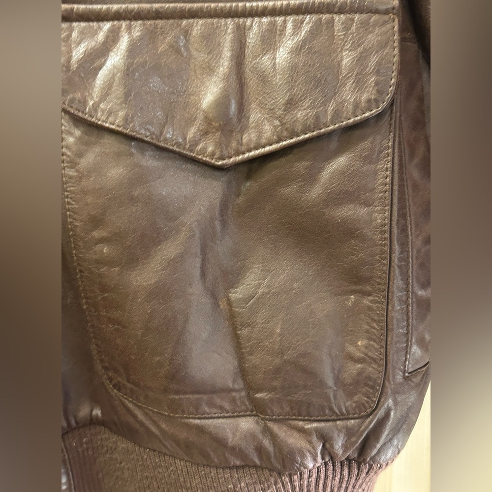 Repertoire Vintage Brown Leather Bomber Jacket - Picture 9 of 16